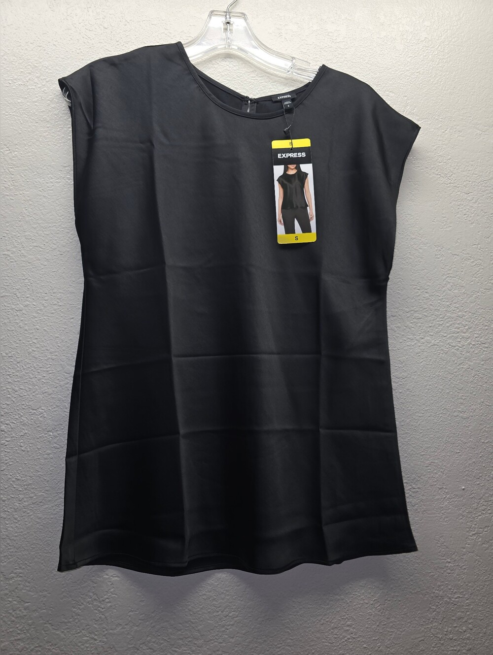 Express Black Cap-Sleeve Satin Camisole